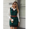 Zeagoo Womens Sweater Vest Dresses Fall Knit V Neck Pullover Sweaters 2026(Green Plaid Print)