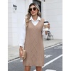 Zeagoo Womens Sweater Vest Dresses Fall Knit V Neck Pullover Sweaters 2026(Khaki)