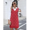 Zeagoo Womens Sweater Vest Dresses Fall Knit V Neck Pullover Sweaters 2026(Red Polka Dots)
