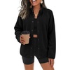 Zeagoo Fleece Jackets for Women Fall Clothe Button Winter Coat with Pockets(Black)