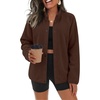 Zeagoo Fleece Jackets for Women Fall Clothe Button Winter Coat with Pockets(Brown)