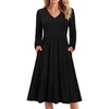 Zeagoo Midi Dresses Flare Loose Fit Navy Blue Long Sleeve Flowy Ladies(Black)