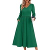 Zeagoo Midi Dresses Flare Loose Fit Navy Blue Long Sleeve Flowy Ladies(Dark Green)