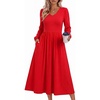 Zeagoo Midi Dresses Flare Loose Fit Navy Blue Long Sleeve Flowy Ladies(Red)