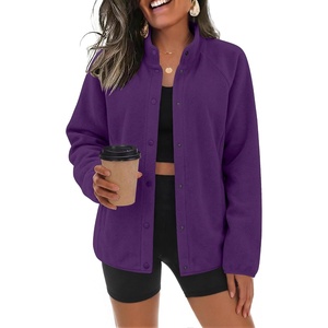 Zeagoo Fleece Jackets for Women Fall Clothe Button Winter Coat with Pockets(Dark Purple)