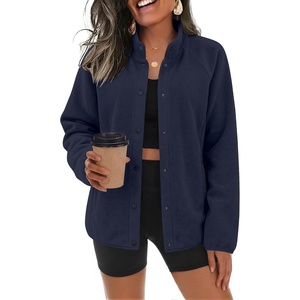 Zeagoo Fleece Jackets for Women Fall Clothe Button Winter Coat with Pockets(Navy Blue)