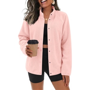 Zeagoo Fleece Jackets for Women Fall Clothe Button Winter Coat with Pockets(Pink)
