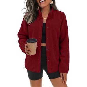 Zeagoo Fleece Jackets for Women Fall Clothe Button Winter Coat with Pockets(Wine Red)