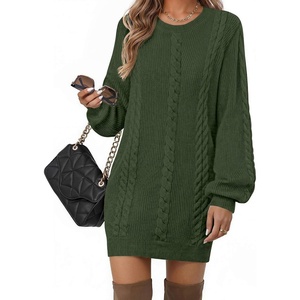 Zeagoo Sweater Dresses for Women 2026 Fall Winter Long Sleeve Bodycon Dress(Army Green)