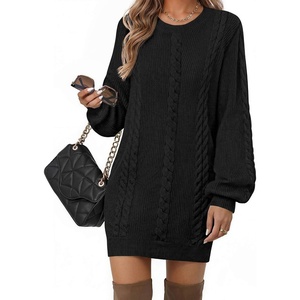 Zeagoo Sweater Dresses for Women 2026 Fall Winter Long Sleeve Bodycon Dress(Black)