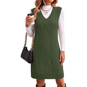 Zeagoo Womens Sweater Vest Dresses Fall Knit V Neck Pullover Sweaters 2026(Army Green)