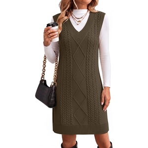 Zeagoo Womens Sweater Vest Dresses Fall Knit V Neck Pullover Sweaters 2026(Brown)