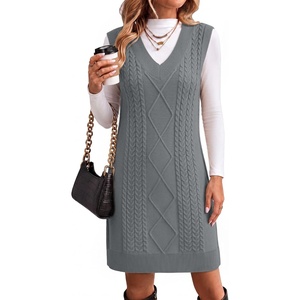 Zeagoo Womens Sweater Vest Dresses Fall Knit V Neck Pullover Sweaters 2026(Deep Grey)