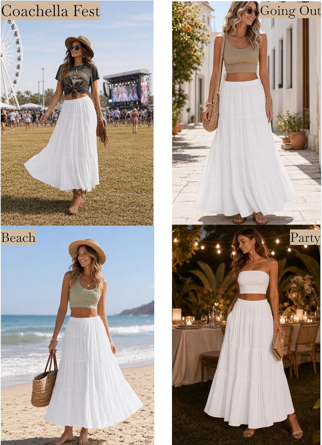 image:imageZeagoo Women Long SkirtWhite