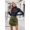 Zeagoo Womens Mini Skirts Elastic High Waisted Satin Silk A-Line Zipper Split Slit 2026 Party Skirt(Army Green)