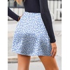 Zeagoo Womens Mini Skirts Elastic High Waisted Satin Silk A-Line Zipper Split Slit 2026 Party Skirt(Blue Floral)