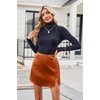 Zeagoo Womens Mini Skirts Elastic High Waisted Satin Silk A-Line Zipper Split Slit 2026 Party Skirt(Caramel)