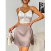 Zeagoo Womens Mini Skirts Elastic High Waisted Satin Silk A-Line Zipper Split Slit 2026 Party Skirt(Champagne 1)