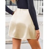 Zeagoo Womens Mini Skirts Elastic High Waisted Satin Silk A-Line Zipper Split Slit 2026 Party Skirt(Champagne)