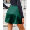 Zeagoo Womens Mini Skirts Elastic High Waisted Satin Silk A-Line Zipper Split Slit 2026 Party Skirt(Green)