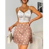 Zeagoo Womens Mini Skirts Elastic High Waisted Satin Silk A-Line Zipper Split Slit 2026 Party Skirt(Heart Floral)