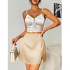 Zeagoo Womens Mini Skirts Elastic High Waisted Satin Silk A-Line Zipper Split Slit 2026 Party Skirt(Light Brown)