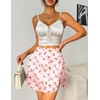 Zeagoo Womens Mini Skirts Elastic High Waisted Satin Silk A-Line Zipper Split Slit 2026 Party Skirt(Pink Floral)