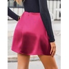 Zeagoo Womens Mini Skirts Elastic High Waisted Satin Silk A-Line Zipper Split Slit 2026 Party Skirt(Rose)