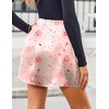 Zeagoo Womens Mini Skirts Elastic High Waisted Satin Silk A-Line Zipper Split Slit 2026 Party Skirt(Rose Floral)