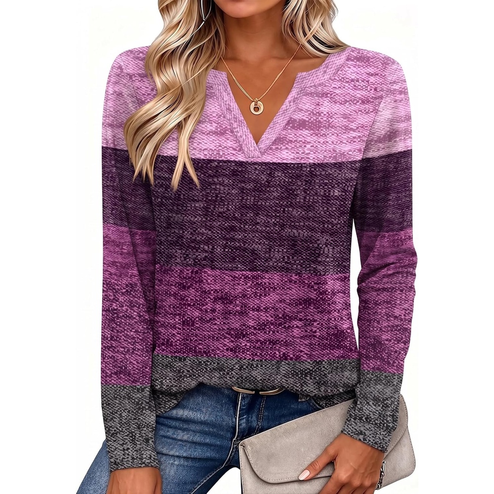 image:imageZeagoo Womens Tops Long Sleeve V Neck Tee Shirts Cute Dressy CasualPurple Jh695