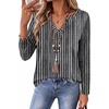 Zeagoo Womens Tops Long Sleeve V Neck Tee Shirts Cute Dressy Casual(Black Stripes Tz530)