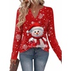 Zeagoo Womens Tops Long Sleeve V Neck Tee Shirts Cute Dressy Casual(Red Snowman Sd508)