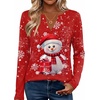 Zeagoo Womens Tops Long Sleeve V Neck Tee Shirts Cute Dressy Casual(Red Snowman Sd508)