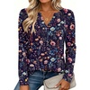 Zeagoo Womens Tops Long Sleeve V Neck Tee Shirts Cute Dressy Casual(Blue Flowers Wf184)