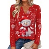 Zeagoo Womens Tops Long Sleeve V Neck Tee Shirts Cute Dressy Casual(Red Snowman Sd508)